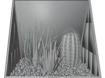 Cactus in a glass vase HG2 3D model