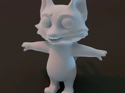 Cartoon Fox Rigged Base Mesh 3D Model Low-poly 3D model