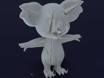 Cartoon Koala Rigged Base Mesh 3D Model Low-poly 3D model