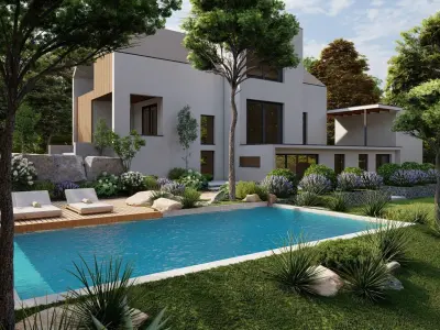 Garden Landscape 3D Model - SketchUp and Lumion Scene 3D model Free 3D model