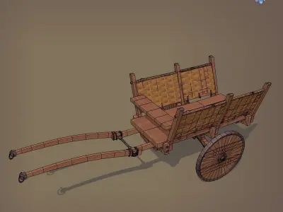 Medieval Carriage Low-poly 3D model