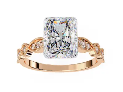 ASSCHER  DIAMOND RING -CAD-071 3D model