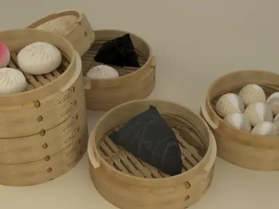 Chinese bamboo steamer 3D model