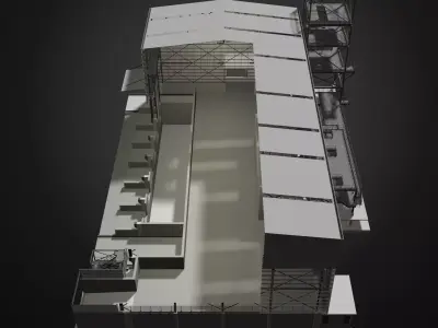 Industrial building in cutaway section 25i32 3D model