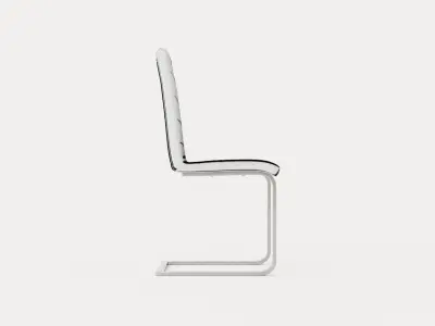 Cibus Dining Chair Artificial Leather White Chrome Low-poly 3D model