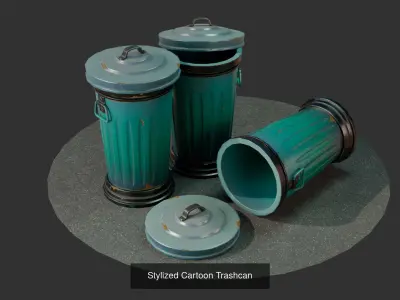 Stylized Trashcan 3D Model Collection