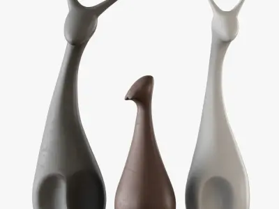 Family of deer 3D model