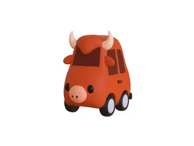 Cartoon Cow Car Low-poly 3D model