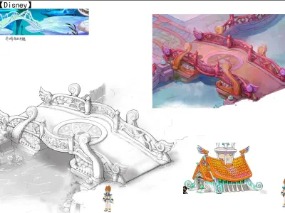 Game main city - Pink Stone Bridge 02 3D model