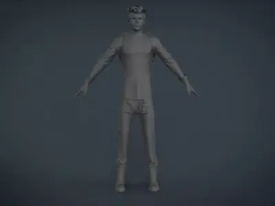 man hungry Free low-poly 3D model