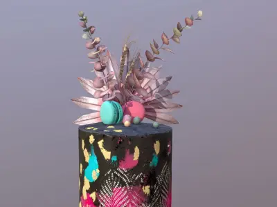 Luxury Turquoise Buttercream Cake Low-poly 3D model