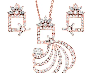 Pendant Earrings combo - 1140 3D print model