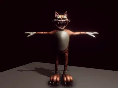 Creepy Mascot Horror Toy - Plush Scary Cat Monster Low-poly 3D model