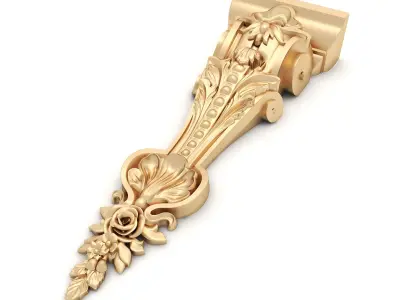 Corbel 7 gold ornate door handle 3D model