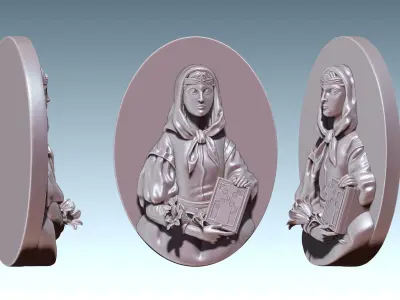 Saint Dymphna Pendant CNC and 3D print model