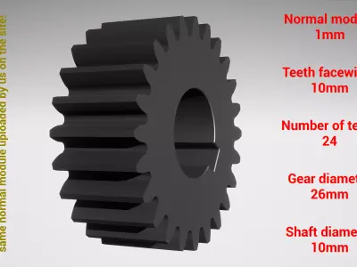 Cylindrical gear - paired - z24 m1 D26 d10 3D print model