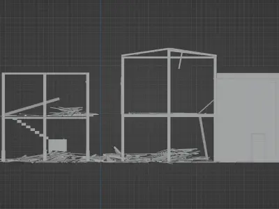 Burnt Building Low-poly 3D model