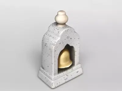 Decorative Brass Bell with Stone Arch Frame 3D Model 3D model