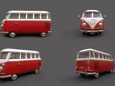 Stylized VW Bus Low-poly 3D model