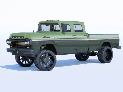 Pickup 1959 F350 Crew Cab Long Bed 3D model
