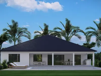 Ranch Farmhouse 3D Model  Classic American Country Home Exterior 3D model