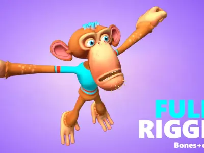 Monkey Lowpoly fully rigged Low-poly 3D model