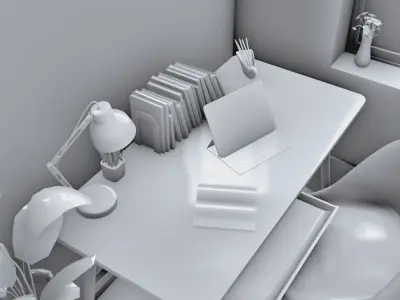 Minimalist work Table Low-poly 3D model