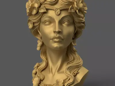 Elegant Woman Head Planter urn candy container candle holder 3D print model
