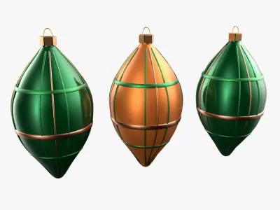 Christmas Tree Ornament Set6 - Green Orange 3D model