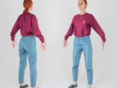 Young pretty woman in casual style 187 Low-poly 3D model