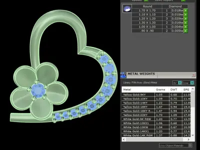 light weight yellow gold  diamond pendent -DOC-P8110 3D print model