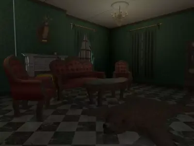 Vintage Victorian Living Room Pack With PBR Materials Low-poly 3D model