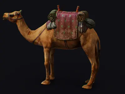 Camel Harnessed Desert Animal Lowpoly 3d Model Mammal Low-poly 3D model