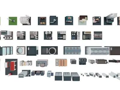 Low poly factories Low-poly 3D model