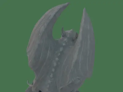 Gothic Gargoyle with Block Low-poly 3D model