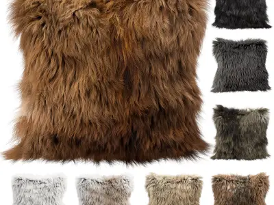 Fur pillows set 1 3D model