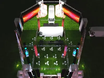 Awning for events of 50x30m for buses 3D model