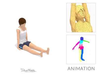 Staff Pose Yoga Exercise Woman Animation Low-poly 3D model