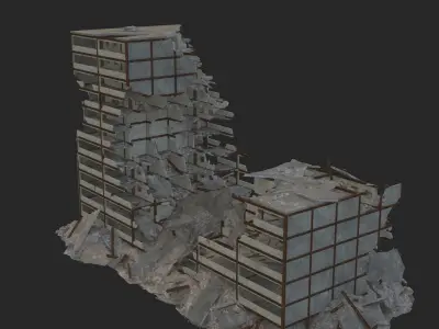 destroyed building Low-poly 3D model