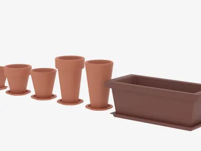 Cartoon Flower Pot Collection 3D model