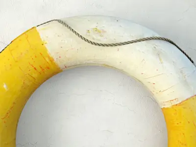 1950s Yellow and White Life Preserver 3D model