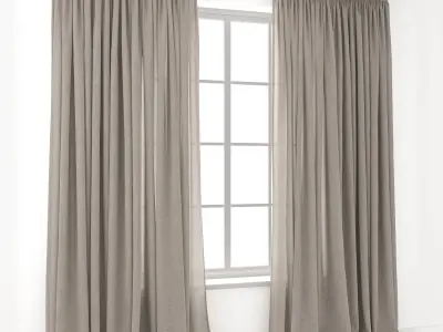 Curtains 45 Linen 3D model