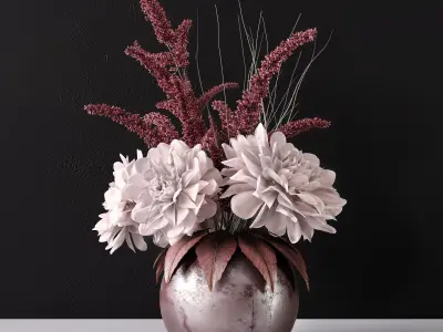 Bouquet of dahlias in a vase 3D model
