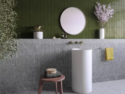 BATHROOM GREEN TITLES Low-poly 3D model