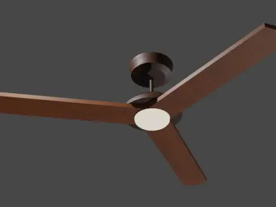 Wood and Hard Plastic Ceiling Fan Free low-poly 3D model