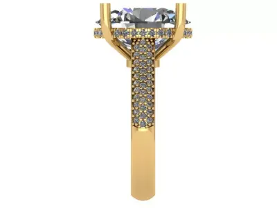 Oval shaped Ring with under Halo and pave setting on the shank 3D print model