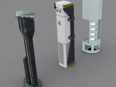 SciFi Columns Low-poly 3D model