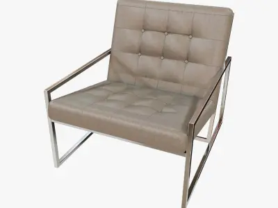 Modern Luxury Chair - Silver Metal and Velvet 3D model