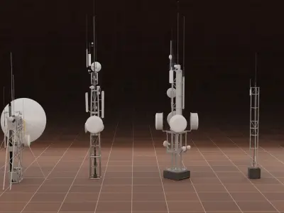 Radio Antenna and Satellite Collection - 6pcs 3D model