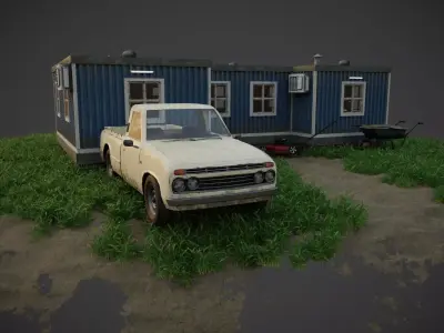 building with interior Low-poly 3D model